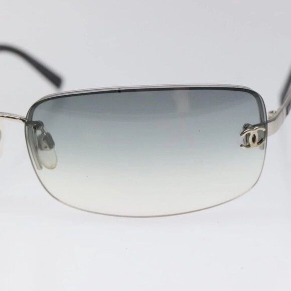 CHANEL COCO Mark Sunglasses plastic Silver CC Auth sw364 - Picture 10 of 12